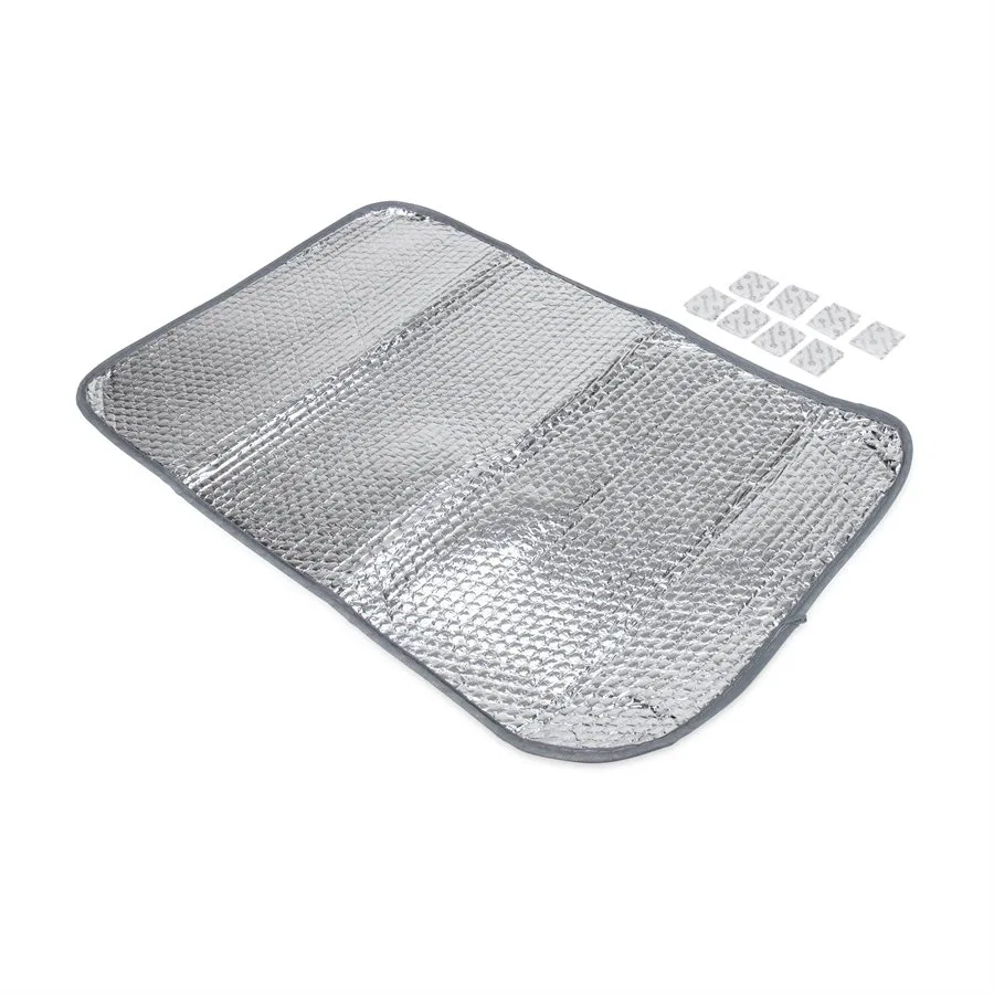 45167 – CAMCO Window Shade, RV Window or RV Door Manual 25-1/4 Inch Width x 16-1/4 Inch Height Reflective Surface Hoo...